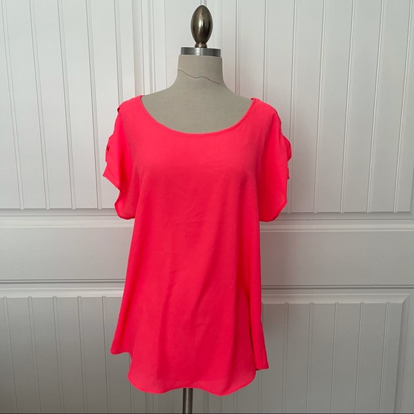 Express Tops - Express Hot Pink Short Sleeve Blouse